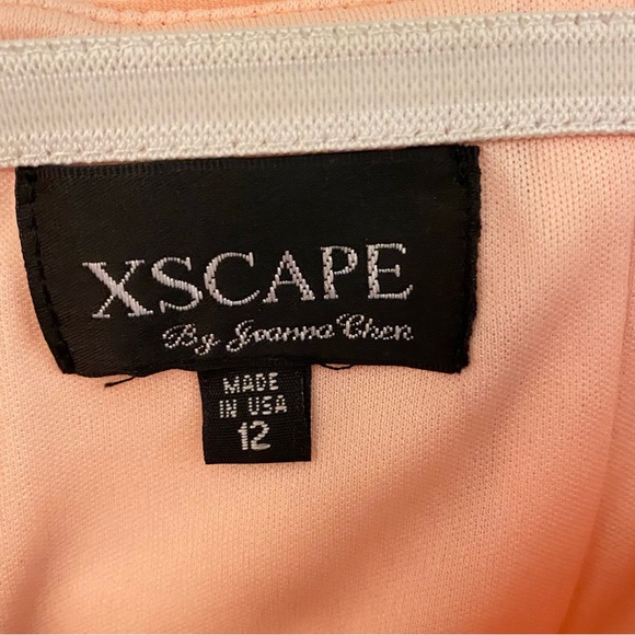 Xscape Peachy Orange On should Draped Embellished Gown - Picture 15 of 16